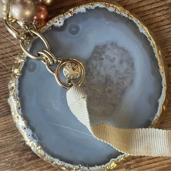 J. Crew Blush Pink & Cream Pearls on Gold Links with Ribbon Tie Necklace - Picture 4 of 4